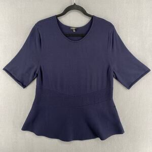 Talbots Peplum Short Sleeve Sweater Top Womens XL Blue Knit Viscose Nylon‎ Blend